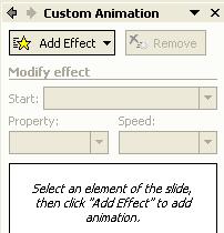 To add an effect to your selected object single click on the Add Effect dropdown button and choose from any one of the following animation categories.
