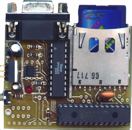 The DB9 female connector provides serial I/O as well as a means of in-circuit programming of the PIC, providing the PIC has a bootloader installed.