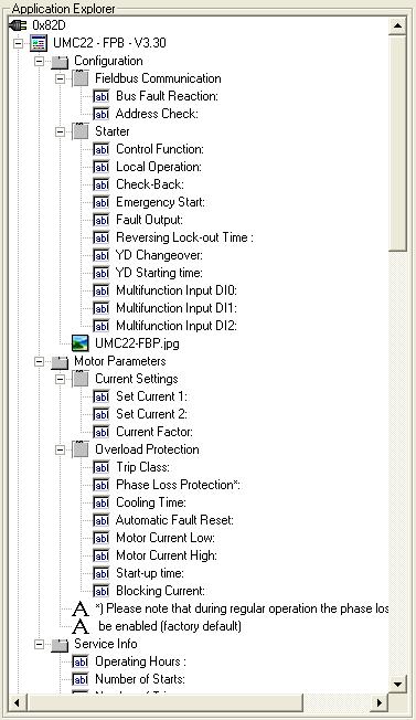 Application Explorer Area Section 3 PROFIBUS DTM Builder Application Explorer Area The Application Explorer Area shows all configured and placed control in a structured form in the topology tree.