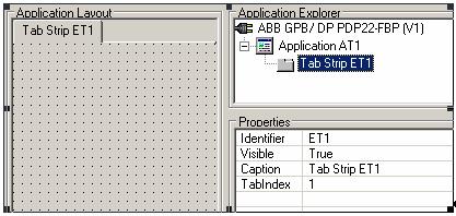 Section 3 PROFIBUS DTM Builder Toolbox Area Tab Strip Control Tab strips allows to create sub-application, in parallel, on the same DTM masterapplication.