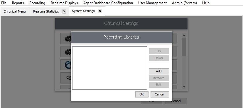 Expand Recording Libraries, and click on the icon associated with Recording