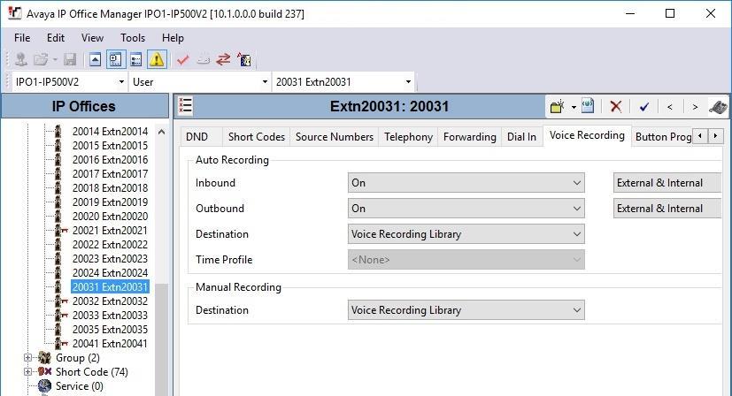 5.2. Administer Users From the configuration tree in the left pane, expand User (not shown) and select the first agent user from Section 3, in this case 20031.