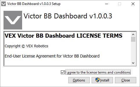 2. Installing the Victor Dashboard The installer installs Dashboard EXE and supporting DLL Microsoft Visual C++ 2015 redistributable (x86) if not installed already v14.0.23506 Microsoft.