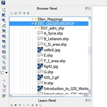 Your main QGIS interface includes toolbars on the left and top sides, as well as a Layers and Browser panel on the left.