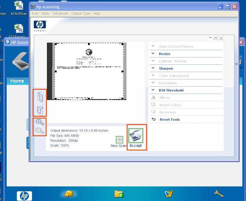 3. After clicking the Scan button, an hp scanning window will pop up.
