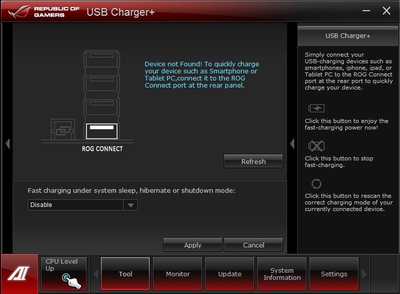 USB Charger+ This utility allows you to fast-charge your portable USB devices even if your PC is off, in Sleep Mode, or Hibernate Mode.