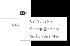 Clicking on the Phone icon (arrow) to the left of the caller ID will display voicemail options: A. Play back voicemail message (this will play back in your Skype headset, not your speakers) B.