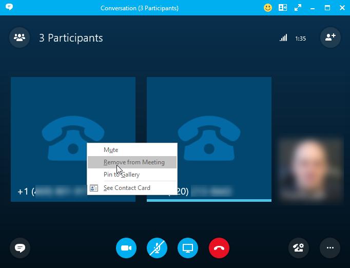 From the search, you can type in Skype contacts, or Outlook contacts (those with phone numbers), or simply type in the number you wish to bring into your existing call.