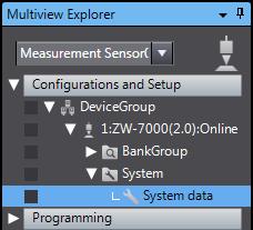 15 Double-click System data under Configurations and Setup - DeviceGroup - 1:ZW-7000(2.