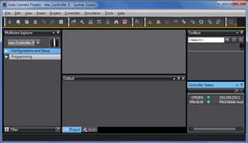 Left: Multiview Explorer Top right: Toolbox Toolbox Bottom right: Controller Status Pane