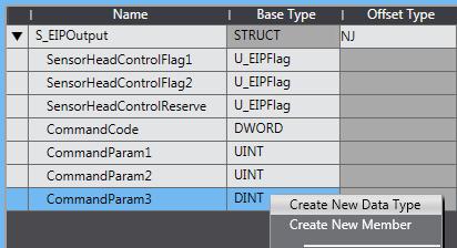 10 After entering, right-click and select Create New Data Type from the menu. Enter S_EIPInput in the Name Column.