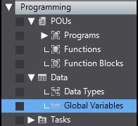 12 Double-click Global Variables under Programming - Data in the Multiview Explorer.