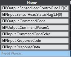 output to Sensor Controller, and response data (the number of digits displayed past decimal point) from Sensor Controller are checked, which are stored in global variables in the input area.