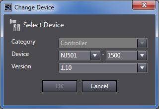 Check that the Device and the Version Fields are set as shown on the right. Click Cancel.