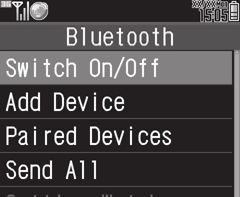 Bluetooth Transferring Files via Bluetooth Activating Bluetooth 1 c (Long) g appears. Bluetooth is activated.