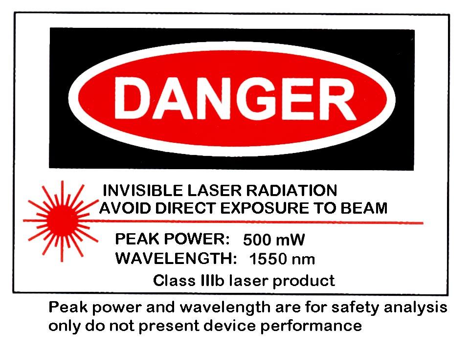 6 7 MECHANICAL SPECIFICATION ML-T-1550-FP-2G5-5-A-X 8 SAFETY INFORMATION The laser light emitted from this laser diode is invisible and may be harmful to the human eye.