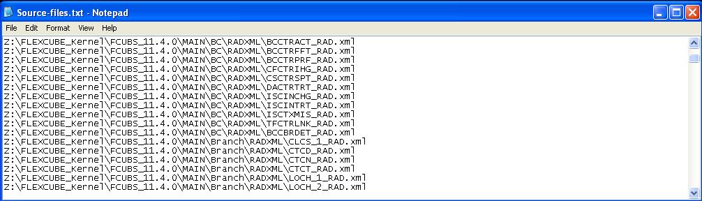 3.1 Source File List User must create a text file containing the absolute path of the radxmls for which bulk generation has to be done. Prepare a text file with absolute path.
