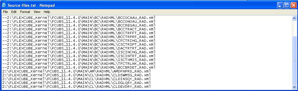 txt Fig 3.1.1: Source File list sample 3.1.1 Include Call form List If user is generating for function id s which has call forms attached to it, call form list should be included as a part of the source file list.