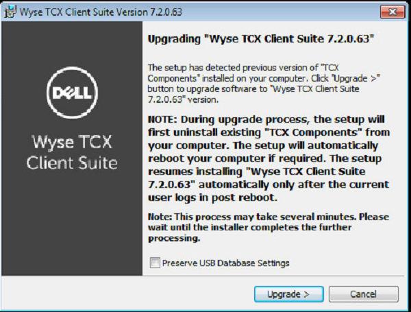 Figure 51. Upgrading Wyse TCX Client Suite 3 The Setup Type dialog box is displayed. In the Setup Type dialog box, there are two types of upgrading modes.