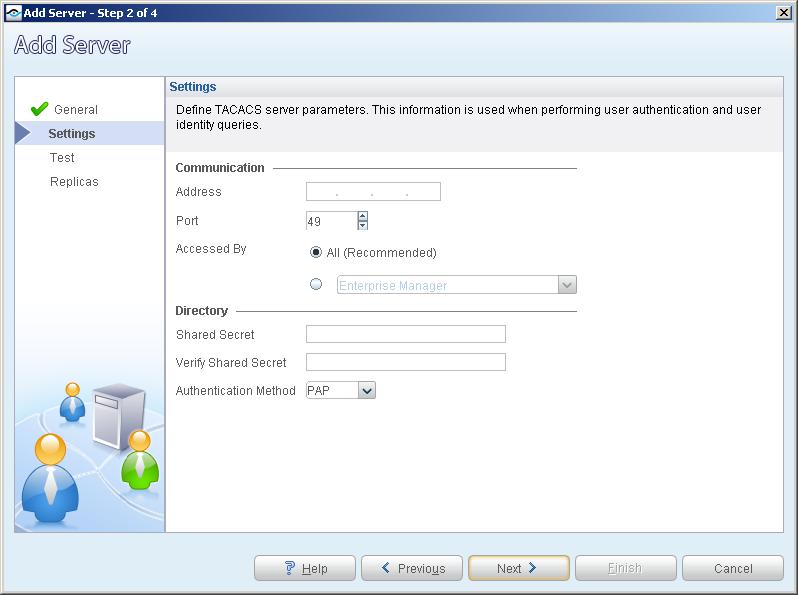 TACACS Server Settings This section describes details required when working with TACACS.
