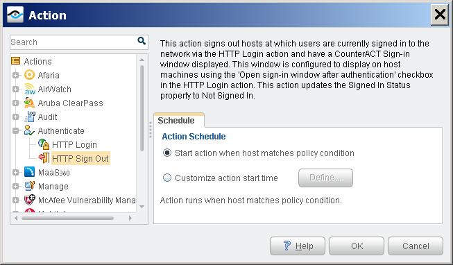 HTTP Sign Out Action The plugin activates the HTTP Sign Out action. This action signs out previously logged-in users when an event, or an operator decision, requires them to log in again.
