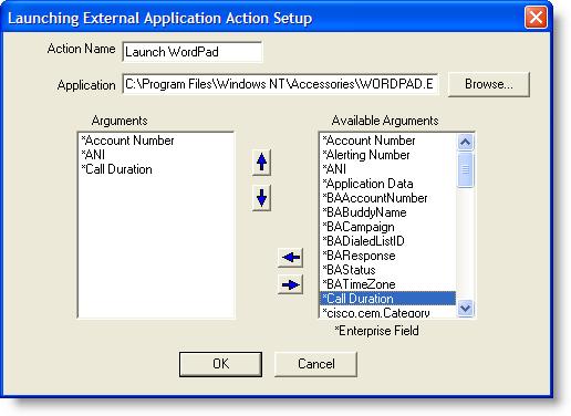 Actions 2. Select the Launch External Application Action tab, and then click New. The Launching External Application Action Setup dialog box appears (Figure 60). Figure 60.