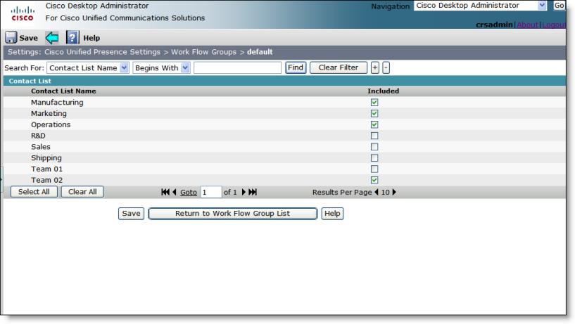 Cisco Desktop Administrator User Guide 3. Select a work flow group by clicking the name of the group. The page for the selected work flow group appears(figure 96). Figure 96.