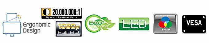 Eco Mode adjusts brightness and improves visibility, especially in low ambient light, to reduce eye fatigue and prolong display lamp lifetime.