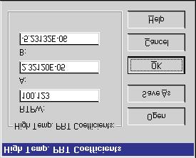9934 LogWare User s Guide 8.8 High temperature PRT coefficients When the conversion type on the Channel Settings dialog is set to High Temp.