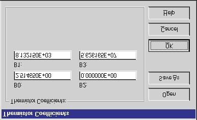 9934 LogWare User s Guide and the Conversion Settings button is clicked, the Thermistor Coefficients dialog is displayed (Figure 55).