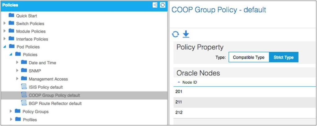 Figure 48. COOP Group Policy It is recommended that you enable Strict Mode in production environments to help ensure the most secure deployment.