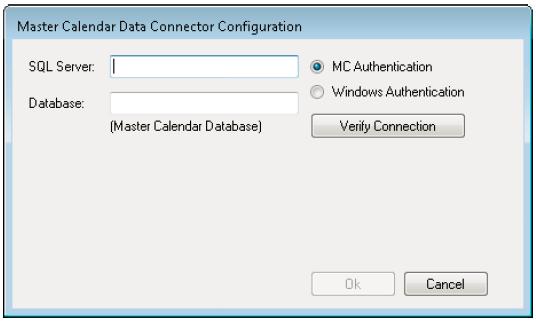 CHAPTER 10: Install or Upgrade EMS Data Connector Service 4. Enter in the SQL Server name of where the Master Calendar Database resides on. 5.