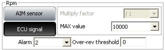 enables: insert the proper multiply factor and RPM max value. In case this info comes from the vehicle ECU, insert only RPM Max value.