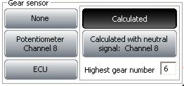Gear sensor box: The engaged gear number can be sampled and shown or not (In this case press None button).