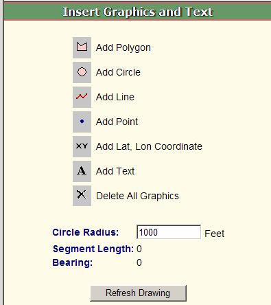 Insert Menu Insert Drop Down Menu Options: Graphics and Text Graphics and Text Add polygons, circles, lines, points, and text to the Map View to help describe features or a
