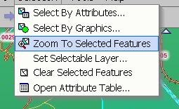 Zoom to Selected Features The Zoom to Selected Features tool redisplays the Map View to the map extent of all selected features in the