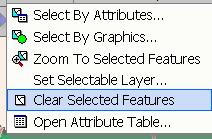 Clear Selected Features The Clear Selected Features tool clears or unselects all selected features.