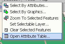 To run the tool, click Selection>>Clear Selected Features. Open Attribute Table The Open Attribute Table tool displays descriptive information associated with selected map features.