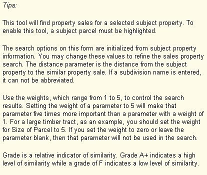 See the Tips section for additional discussion regarding characteristic weights and search parameters.
