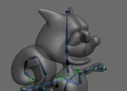 Rigged character Surface is deformed by a set of bones
