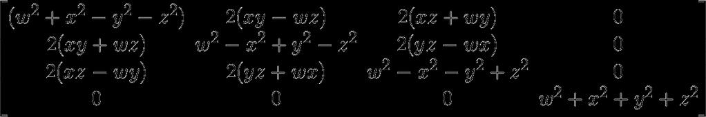 Matrix for quaternion w/