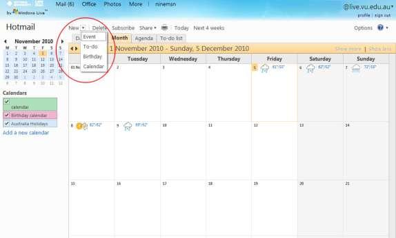 5.19.1 VIEWING THE CALENDAR IN DIFFERENT VIEWS 1. To view the calendar in different view simply click on the icon in which you would like the calendar displayed.