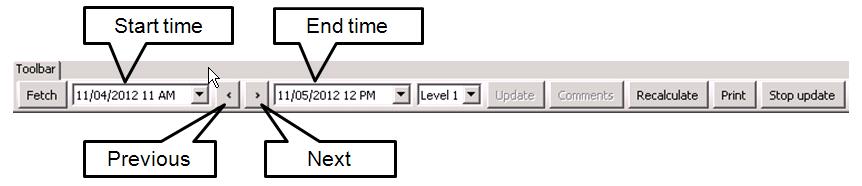 Reading must be activated by user if report auto setting is not in use. Start time is always visible.