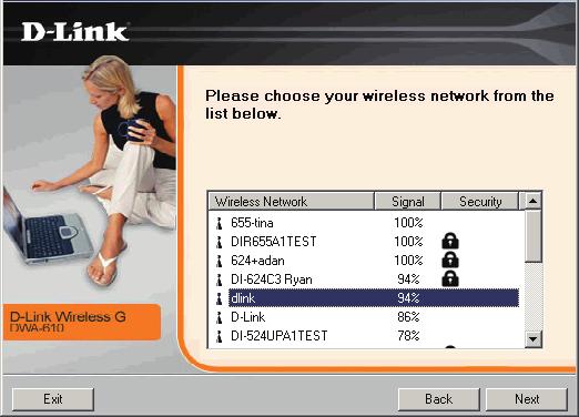 Click on the network name (SSID) and click Next.