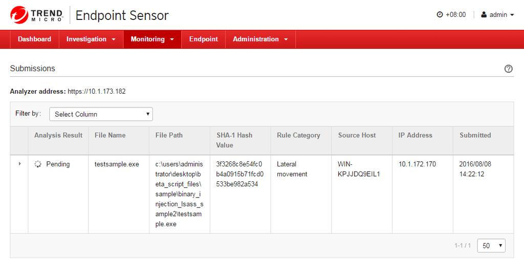 Endpoint Sensor 1.6 Update 4 Administrator's Guide Table 4-4.