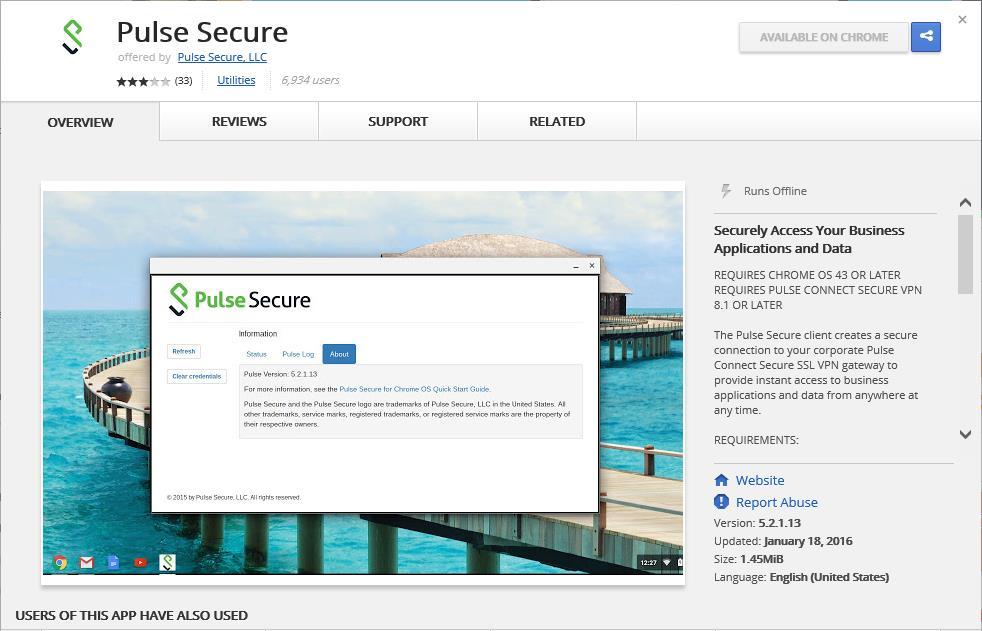 Introduction Overview Pulse Secure client for Chrome OS provides secure connectivity between a device running Chrome OS and Pulse Connect Secure.