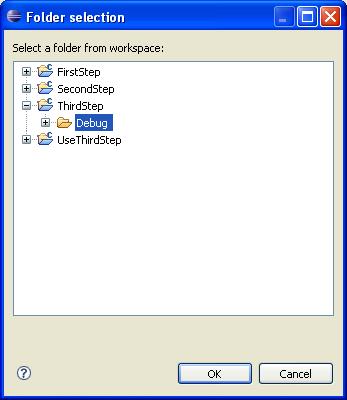 Select Workspace to proceed and locate the Debug directory of ThirdStep.