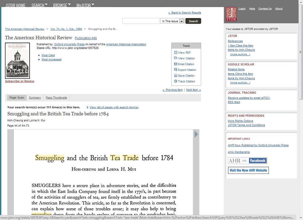 Article View Page Download a PDF version of the article and use the tools to manage citations.