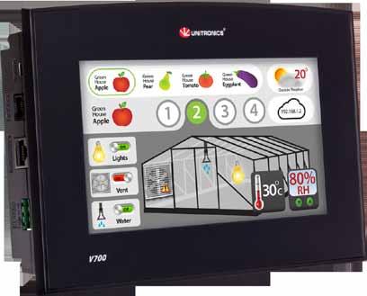 Samba TM Series Vision TM Series UniStream Series Features: 700 Size: 7" High quality touchscreen, 6K Multi-language display Built-in Alarm Screens I/O options including digital, analog, high speed,