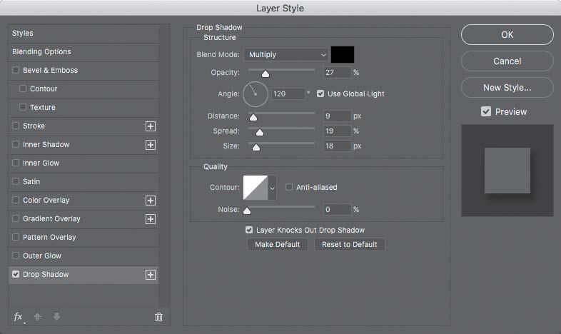 9 Choose Layer > Layer Style > Drop Shadow.